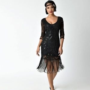 NWOT Unique Vintage Roaring Twenties Gatsby Flapper Fringe Dress